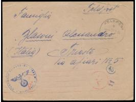 Feldpostbrief  eines Italieners in der Wehrmacht  nach Italien,  Feldpoststempel UB e 21.2.44,   handschriftlicher Absender u