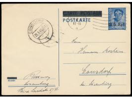 Überdruckganzsache 6 Rpf auf 35 C.,  schmaler Balken  auf "Expediteur", Maschinenstempel Luxemburg 1 24.3.41, nach Consdorf, 