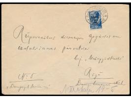 Lettische Landespost  30 Kop. auf Brief mit lettischen Bahnpost-Ovalstempel  Daugavpils - Indra un Otp.  P.V. No. 41 un 42.25