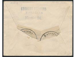 25  f (Typ I) auf 7 1/2 Pf. im Paar auf  Einschreibbrief  nach Wien, aptierter deutscher Stempel  Warszawa 1 b  21.2.19, weit