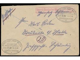 2 x seltener Bahnpoststempel  Minsk (Ostland) - Wilna a  Zug 308 4.6.44 auf Brief "Postsache - Einsatz Osten" nach (20) Kreuz