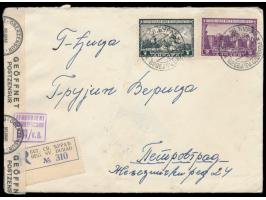 Klöster 2 Din. und 7 Din. auf  Einschreibbrief  mit Stempel  Begej Sv. Durad  3.10.1943, zweisprachiger jugoslawischer R-Zett