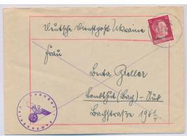 Brief mit 12 Pf. nach Landshut, entwertet mit stummem sowjetischen Stempel 12.8.42, handschriftlicher Absender "... Bahnmeist