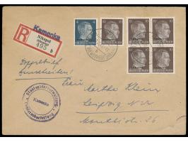 Stempel &nbsp;Kamenka &nbsp;DDP Ukraine b 20.10.43 auf &nbsp;Einschreibbrief &nbsp;2. Gewicht nach Leipzig, Frankatur 4 Pf. u