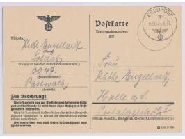 Wehrmachtmanöver 1937,  Feldpoststempel mit UB b und taktischer Nr. 530 23.9.37 auf Manöver-Vordruckarte 4162 37 II D nach Ha