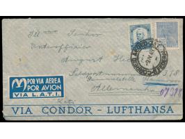 Brasilien  400 Reis und 5000 Reis auf  Luftpostbrief  mit Stempel  Rio de Janeiro  9.4.40 an einen deutschen Soldaten mit  Fe