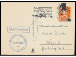 Chamberlain-Spottkarte  (Druckvermerk Ashelm 3503 25) mit Maschinenstempel  Berlin O 17  19.6.40 nach Wien, Briefstempel  Lei