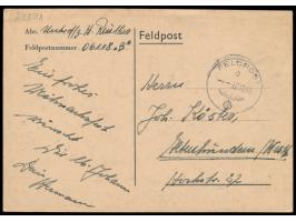 Feldpostbildkarte  "Frohe Weihnachten - Norwegen - 1940"  (Holzschnitt-Abbildung: Soldat in Hütte mit Weihnachtsbaum), bildse