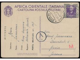 Ganzsache von Italienisch-Ostafrika mit Überdruck als Feldpostkarte, Absenderangabe "Johann Zimmermann, Prima Compania Autoca