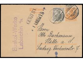 Aufstandsgebiet in der Provinz Posen,  Dt. Reich-Ganzsache 7 1/2 Pf. (Antwortteil) mit Zusatzfrankatur 2 1/2 Pf. nach Deutsch