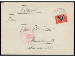 Brief mit  V-Vignette  und FPSt 4.11.41 nach Hamburg, Absender und Briefstempel ... FPNr. 31242 = Küstensicherungsverband nor