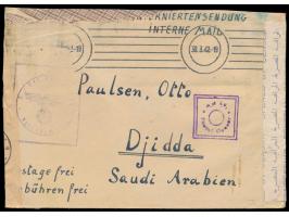 Feldpostbrief mit stummem Maschinenstempel (von Hamburg) 30.3.42 portofreie Interniertensendung and einen Deutschen im  Inter