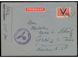 Feldpostbrief mit  Viktoria-Vignette,  FPSt 13.7.42, handschriftlicher Absender und Briefstempel ... FPNr. 37455 = Kriegsmari