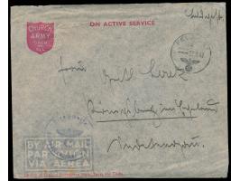 FPSt 25.8.42 auf erbeutetem britischen Umschlag  "Church Army ... - On Active Service",  schwacher Briefstempel, handschriftl