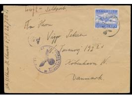Luft-Feldpostbrief  mit Zulassungsmarke  nach Kopenhagen,  FPSt b 17.2.43, vorderseitig handschriftlicher Absender SS-Mann ..
