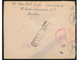 7 x Rumänien 7 Lei auf Einschreibbrief mit Stempel Timisoara 24.3.43 an einen Volksdeutschen aus Rumänien mit Feldpostnummer 