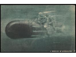 italienische Feldpost-Bildkarte "I Mezzi d´Assalto" (bemannter Torpedo) vom 31.3.43 mit Briefstempel "IV. Flottiglia MAS / De