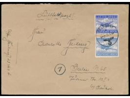 Luftfeldpostbrief mit  gezähnter und durchstochener  Zulassungsmarke, Stempel Feldpost d 24.4.44, nach Berlin, Absender ... F