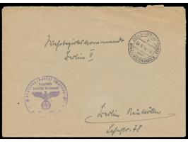 Stempel &nbsp;Zeesen Postschutzschule über Königs Westerhausen &nbsp;4.8.44 auf Brief nach Berlin, vorderseitig Dienstsiegel 