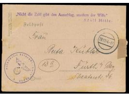 Feldpost-Faltbrief mit stummem Stempel 28.11.44 nach Fürth, handschriftlicher Absender und Briefstempel FPNr. 35090 C = 2. Ko