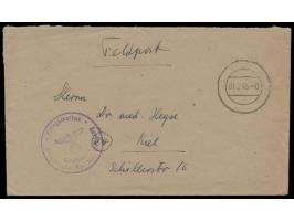 Feldpostbrief mit stummem Stempel 1.2.45 (von Triest) nach Kiel, Briefstempel und handschriftlicher Absender ... FPNr. M 5569