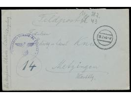 Kessel von Heiligenbeil, &nbsp;Brief mit Tarnstempel 13.2.45 nach Metzingen, vorderseitig handschriftlicher Absender ... FPNr