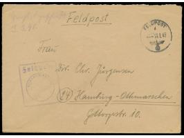 Ostpreußen-Kessel,  Brief mit FPSt 23.2.45 nach Hamburg, handschriftlicher Absender ... FPNr. M 63106 F = Kommandant d. Seeve