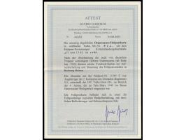 Ostpreußen-Feldpost, Vordruckkarte &nbsp;auf weißem Karton, FPSt a 1.3.45 nach Essen-Kray, Absender FPNr. 11385 C = 2. Kompan