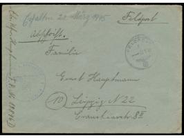 Westpreußen-Kessel: Brief mit FPSt 2.3.45 nach Leipzig, vorderseitig handschriftlicher Absender ... FPNr. 18896 D = Kommandan