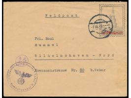 Atlantikfestung La Rochelle,  Feldpostbrief mit Briefmarkenimitation mit Bild des "Tour del la Lanterne" von La Rochelle, Bri