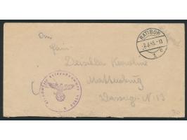 Stempel  Ratibor 1  3.3.45 auf Feldpostbrief nach Mattersburg, handschriftlicher Absender und Briefstempel ... FPNr. 65804 A 