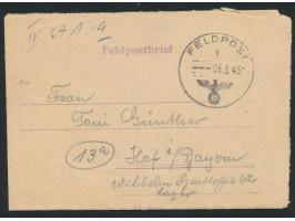 FPSt mit UB f 5.3.45 auf Feldpostfaltbrief nach Hof, Absender ... FPNr. 10815 = Pferde-Lazarett 542, geschrieben in  Ungarn, 