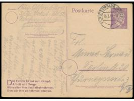 Ganzsache 6 Pf. mit Stempel  Fürstenwalde (Spree) 1  26.3.45 nach Berlin, handschriftlicher Absender  ...3. Kp. Volkst.-Btl. 