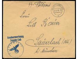 SS-Feldpostbrief mit Stempel &nbsp;Janow Lubelski &nbsp;9.8.40, Dienstsiegel &quot;Gendarmerie&quot; und L2 &nbsp;Gendameriez