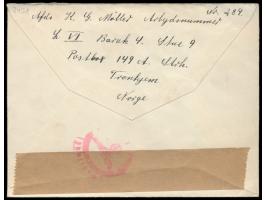 Norwegen  35 Öre auf   Luftpostbrief eines dänischen Zwangsarbeiters von Trondheim 28.8.41 nach Kopenhagen, Absenderangabe "K