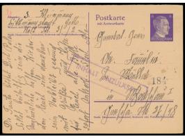 Ghetto Litzmannstadt; &nbsp;Hitler-Ganzsachen-Frageteil 6 Pf. mit Absenderangabe &quot;S. Kleinmann Litzmannstadt Getto Holzs