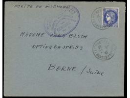 Frankreich- Frankatur 2,50 F auf Brief aus  Camp de Gurs  nach Bern, Stempel Camp de Gurs 27.1.42, Lager- Zensurstempel  No. 