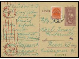 Ghetto Nagyvarad (Oradea), &nbsp;Ungarn - Ganzsache 12 f. mit Zusatzfrankatur 12 f, ungarischer Stempel Nagyvarad 13.3.42, na