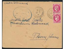 Frankreich 2x 2 F. auf Brief nach Thun in der Schweiz, Stempel Gurs 23.3.42, Absender ist die Mannheimer Krankenschwester  Ma
