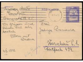 Generalgouvernement-Ganzsache 12 Gr mit Maschinenstempel Warschau C 1 5.5.42 an Frau Jadwiga Buniewicz, Postfach 494, Warscha