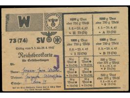 Reichsbrotkarte  von Wien / Niederdonau für Selbstversorger mit  aufgestempeltem "J" , gültig vom 5.3. bis 29.4.1945, auf Was