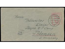 Brief eines Letten im DP-Camp Meerbeck mit Stempel  Meerbeck / Displaced / Persons / Mail / Paid  und Stempel  Stadthagen  4.