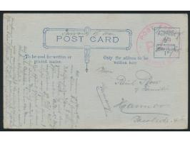 Douglas Camp I. o. M.,  seltene  Weihnachtskarte  aus der Lagerdruckerei nach Hannover, geschrieben am 15.12.1914, roter P.C.