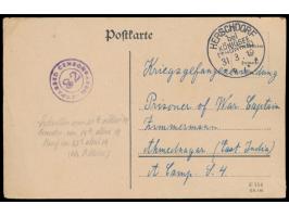 1914 bis 1918, Korrespondenz von 19 Karten und 2 Briefen aus Deutschland an den internierten Kapitän des  Dampfers Braunfels 