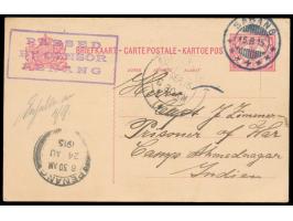 1915 bis 1917, Korrespondenz von 7  Niederländisch-Indien-Ganzsachen  aus Sabang an den internierten Kapitän des  Dampfers Br