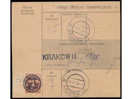 Postanweisung  auf 200 K., Frankatur 15 H., 25 H. und 50 H., aptierter Österreich-K2  Nowy Sacz 2  16.9.19, nach Krakow, rück