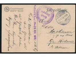 Stempel  Hochdonn (Holstein)  20.4.18 und Briefstempel  Kommandantur des Kriegsgefangenenlagers Hochdonn  auf Reklamekarte  C