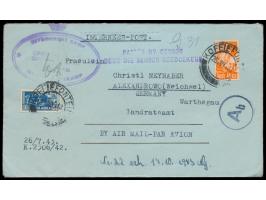 1943 / 1944: 3 Belege aus dem südafrikanischen  Internment Camp No. 2 Koffiefontein  nach Deutschland, 2 x mit frankiertem Lu