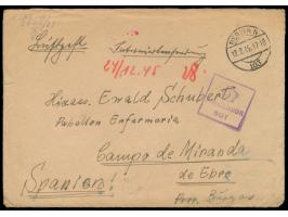 unfrankierter  Luftpostbrief  mit Stempel  Berlin N 103  11.2.45 an einen Angehörigen der deutschen Wehrmacht im spanischem  
