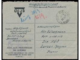 Vordruckumschlag  UCJG (Y.M.C.A.) mit Absenderangabe  "Willy Schmid  SS-Sturmbannführer  ... Dep. 205 ... Baccarat, Meuthe et